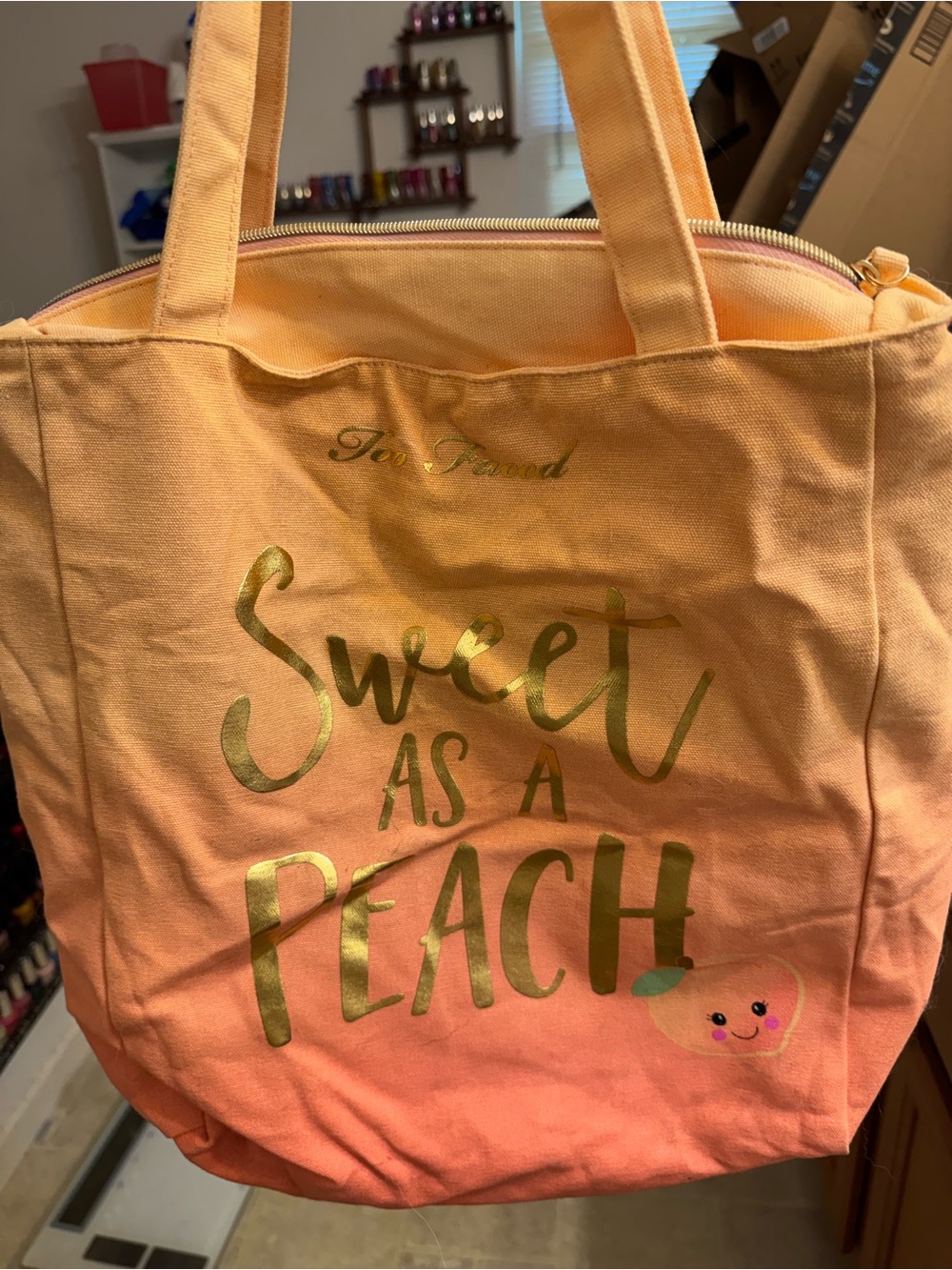 Too Faced Peach Ombre Canvas Tote